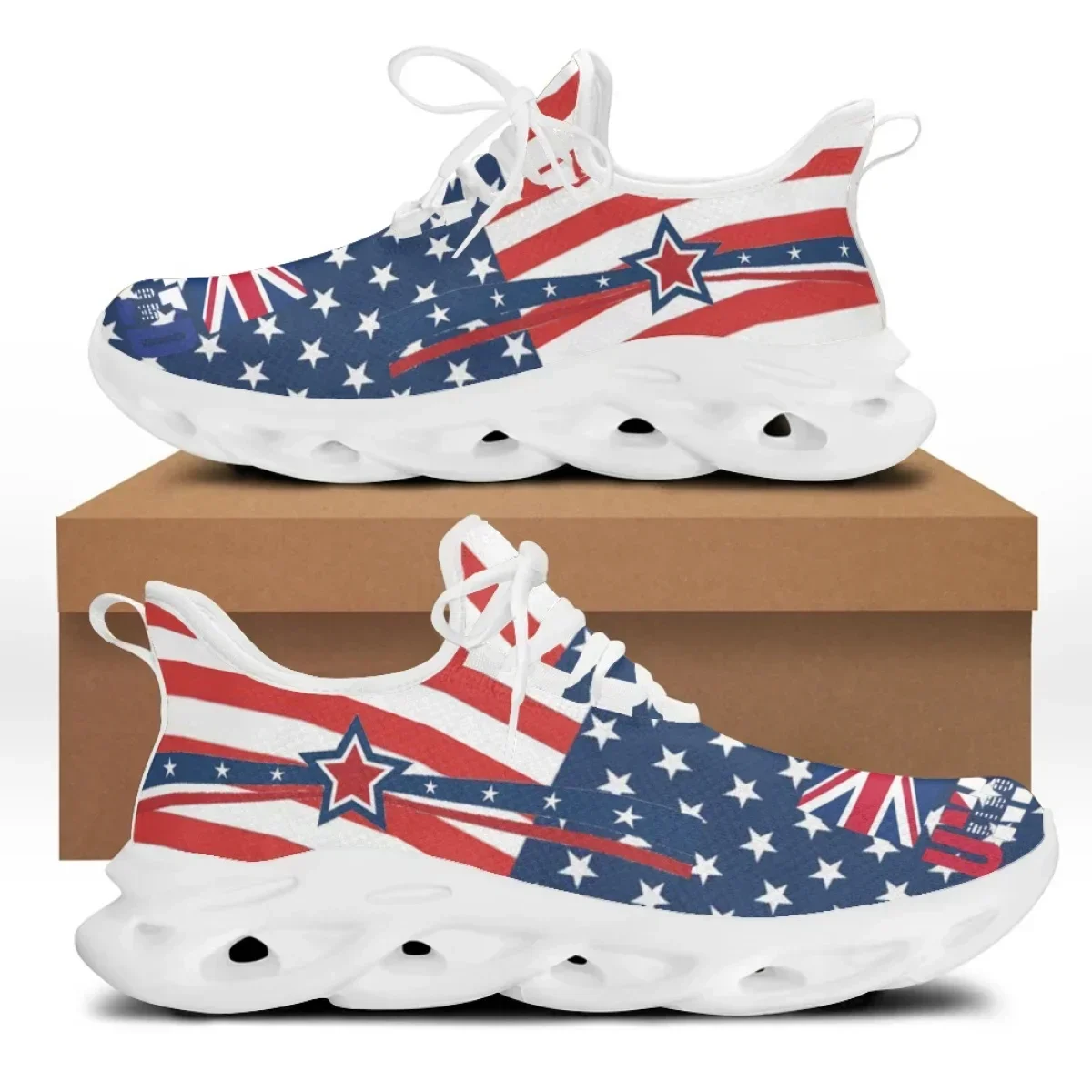 Women'S Shoes Liberty - 7.4 รองเท้าส้นเตี้ยพิมพ์ลายธงชาติอเมริกันสำหรับผู้หญิง รองเท้าผ้าใบสุดเท่สำหรับผู้หญิง ฤดูใบไม้ผลิ ฤดูร้อน รองเท้าผู้หญิง