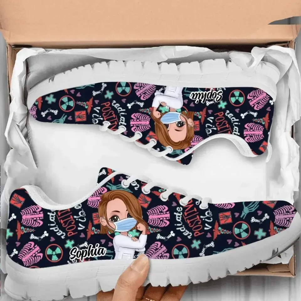 Women'S Shoes For Tennis - รองเท้าผ้าใบสำหรับผู้หญิง รองเท้าลำลองที่ทนทานต่อการสึกหรอ รองเท้าพยาบาลลายทางการแพทย์ รองเท้าเทนนิสแบบผูกเชือกน้ำหนักเบา