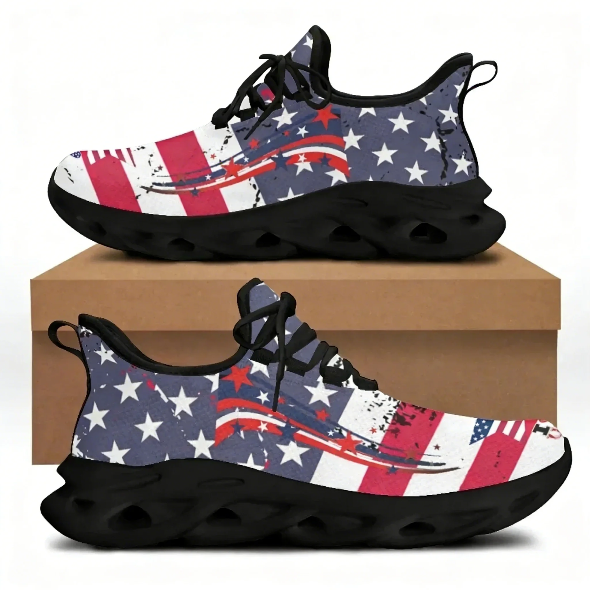 Women'S Shoes Liberty - 7.4 รองเท้าส้นเตี้ยพิมพ์ลายธงชาติอเมริกันสำหรับผู้หญิง รองเท้าผ้าใบสุดเท่สำหรับผู้หญิง ฤดูใบไม้ผลิ ฤดูร้อน รองเท้าผู้หญิง