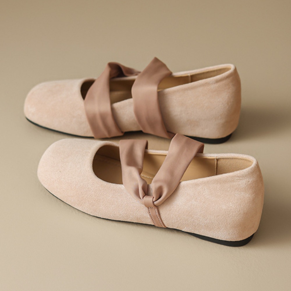 Ballet Flat Women - รองเท้าส้นเตี้ยแบบแมรี่เจนเสริมส้นด้านในสำหรับผู้หญิง สีชมพู รองเท้าบัลเล่ต์แบบสวม ปากรองเท้าตื้น ใส่กับกระโปรงได้ รองเท้าแมรี่เจน