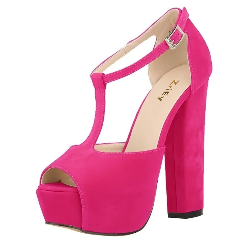 Women'S Shoes Peep Toe - รองเท้าส้นสูงผู้หญิงแบบเปิดนิ้วเท้า สไตล์เซ็กซี่ แฟชั่น สายรัดข้อเท้า ส้นหนา สำหรับงานปาร์ตี้