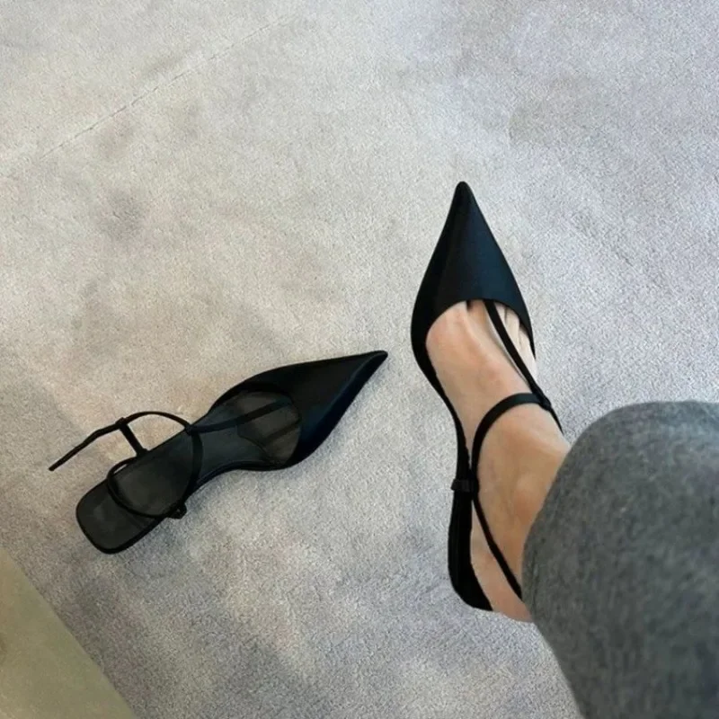 Women Shoes Ysl - ยี่ห้อรองเท้าสําหรับสตรีเซ็กซี่ Pointed Toe ผู้หญิงรองเท้าแตะสบายส้นอินเทรนด์รองเท้าแตะอเนกประสงค์ขนาดใหญ่ปั๊ม