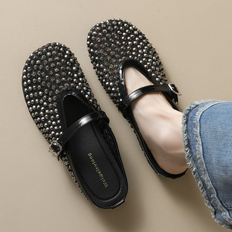 Mule Slip On - รองเท้าแตะรัดส้นประดับเพชร แบรนด์ดังสำหรับผู้หญิง รุ่นใหม่ล่าสุดสำหรับฤดูร้อน สวมใส่สบาย ระบายอากาศดี แฟชั่นรองเท้าสวมแบบสลิปออน