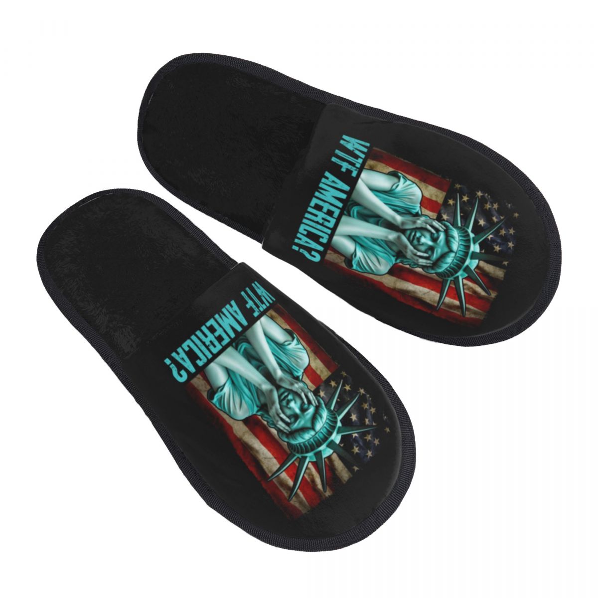 Women'S Shoes Liberty - รองเท้าแตะโฟมลายเทพีเสรีภาพแบบกำหนดเองจาก WTF อเมริกา รองเท้าแตะสำหรับผู้หญิง ให้ความอบอุ่นและสบายในบ้าน