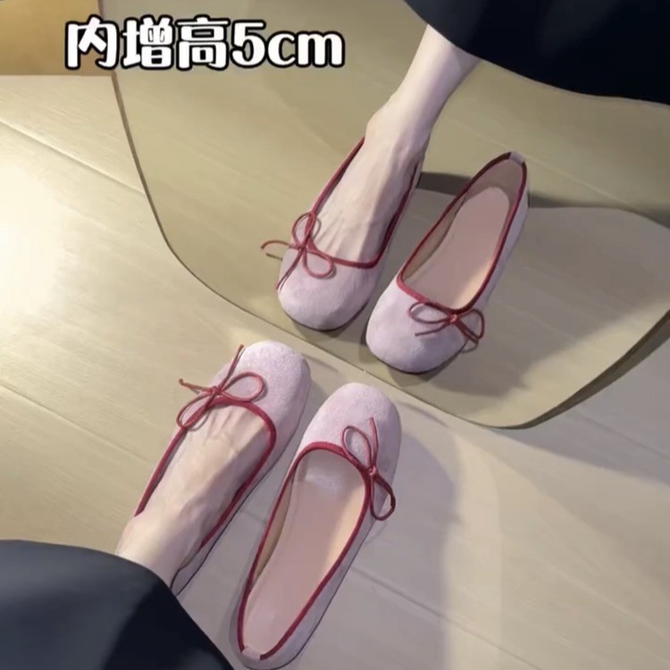 Ballet Flat Women - รองเท้าส้นเตี้ยสไตล์ฝรั่งเศสสำหรับผู้หญิง รองเท้าบัลเล่ต์แบบผูกโบว์ผีเสื้อสุดน่ารัก