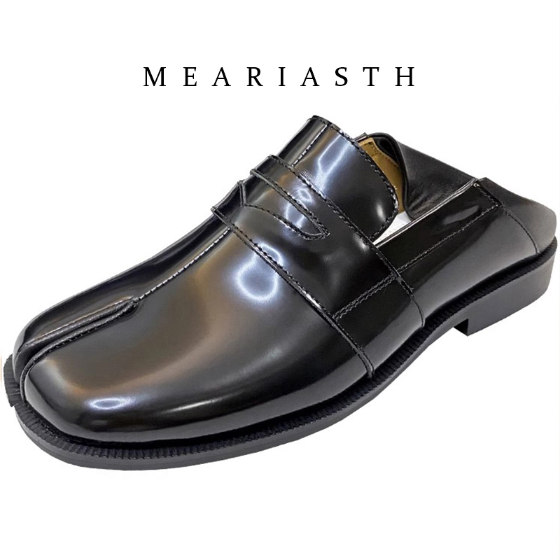 Women'S Shoes Wide Width - รองเท้า Tabi สีดำ หนังแก้ว ปลายแยก สำหรับผู้หญิง
