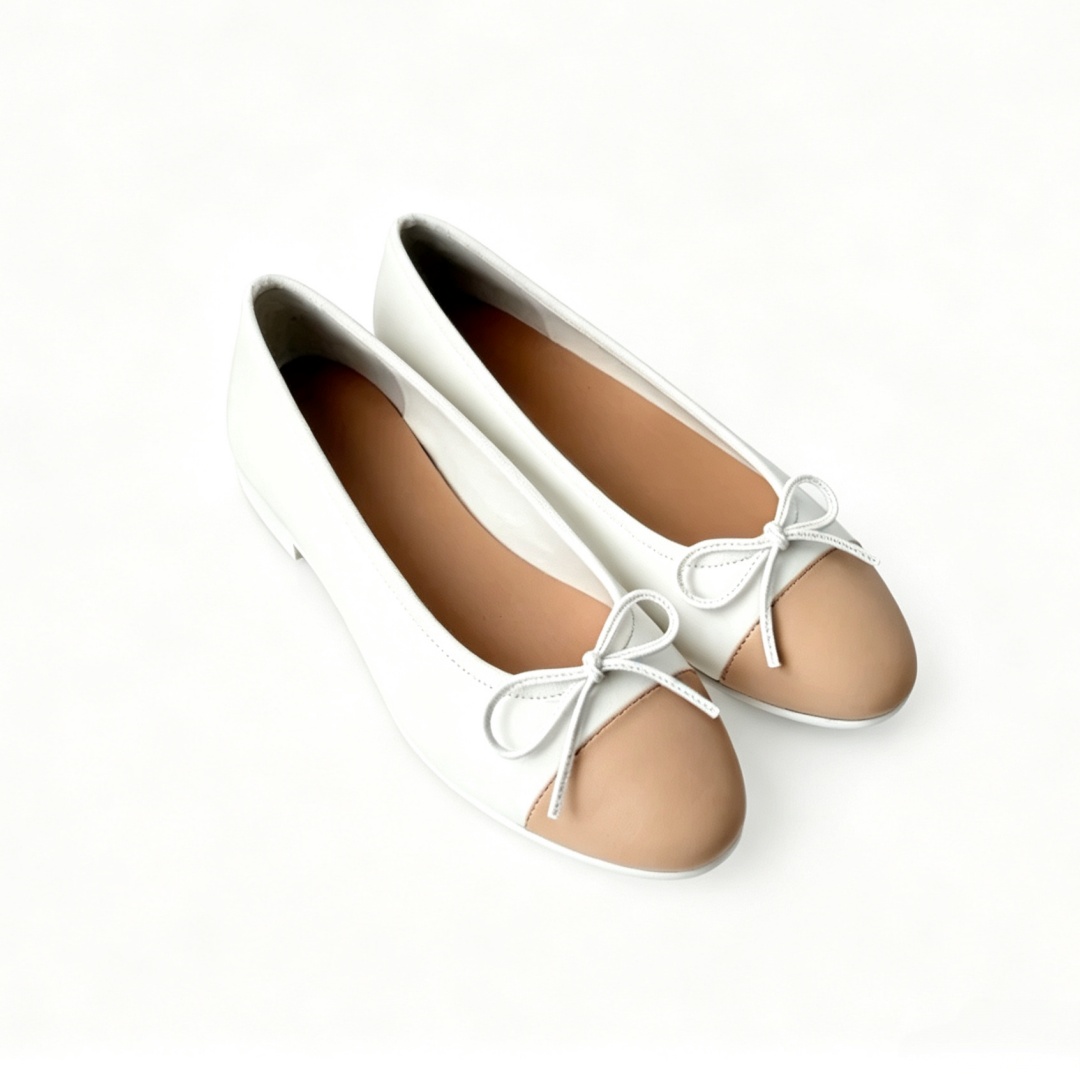 Ballet Flat Women - รองเท้าบัลเล่ต์แบรนด์หรูสำหรับผู้หญิง รุ่น G02819 พร้อมดีไซน์โบว์ รองเท้าลำลองสไตล์มินิมอลสำหรับกิจกรรมกลางแจ้ง วัสดุทำจากหนังแกะ