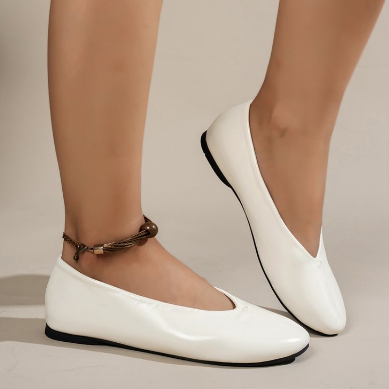 Ballet Flat Women - รองเท้าสวมสบายทรงกลม หัวตื้น สำหรับผู้หญิง รองเท้าบัลเล่ต์ลำลองแบบสวม รองเท้าส้นเตี้ยเรียบง่ายสำหรับเดินทาง รองเท้าส้นแบนสำหรับผู้หญิง