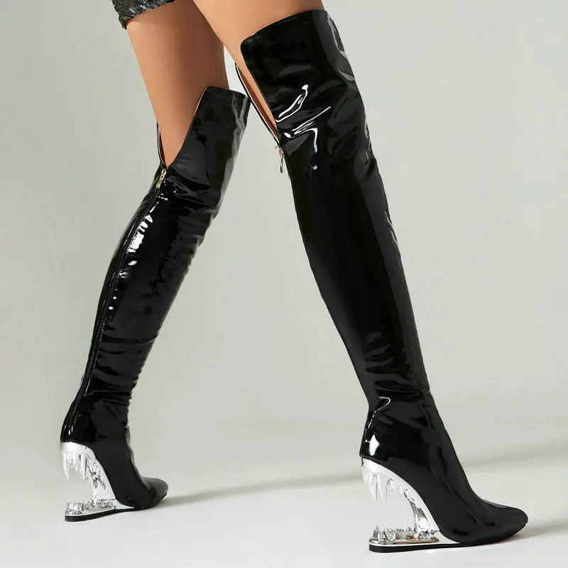 Women'S Shoes Wide Width - รองเท้าบูตยาวถึงเข่าสำหรับผู้หญิงหรูหราเหนือเข่าสีเงินสีเหลืองเหนือเข่า