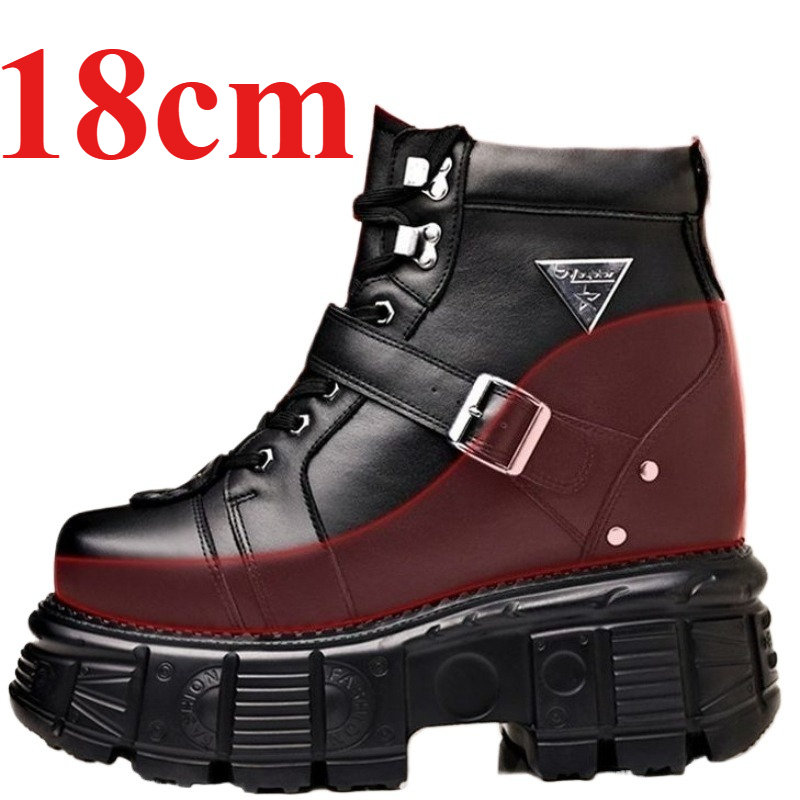 Suede Ankle Boot - รองเท้าบูทหนังแท้สำหรับผู้ชาย รองเท้าเสริมส้น 18 ซม. สำหรับงานเลี้ยง พิธีกร