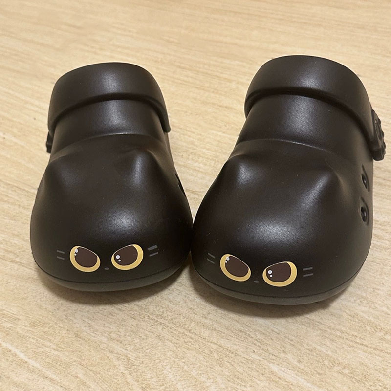 Mule Slip On - รองเท้าแตะแมวดำดีไซน์ใหม่สำหรับผู้หญิง ฤดูร้อน นุ่มสบาย แบบสวม สายรัดน่ารัก สไตล์แมรี่เจน