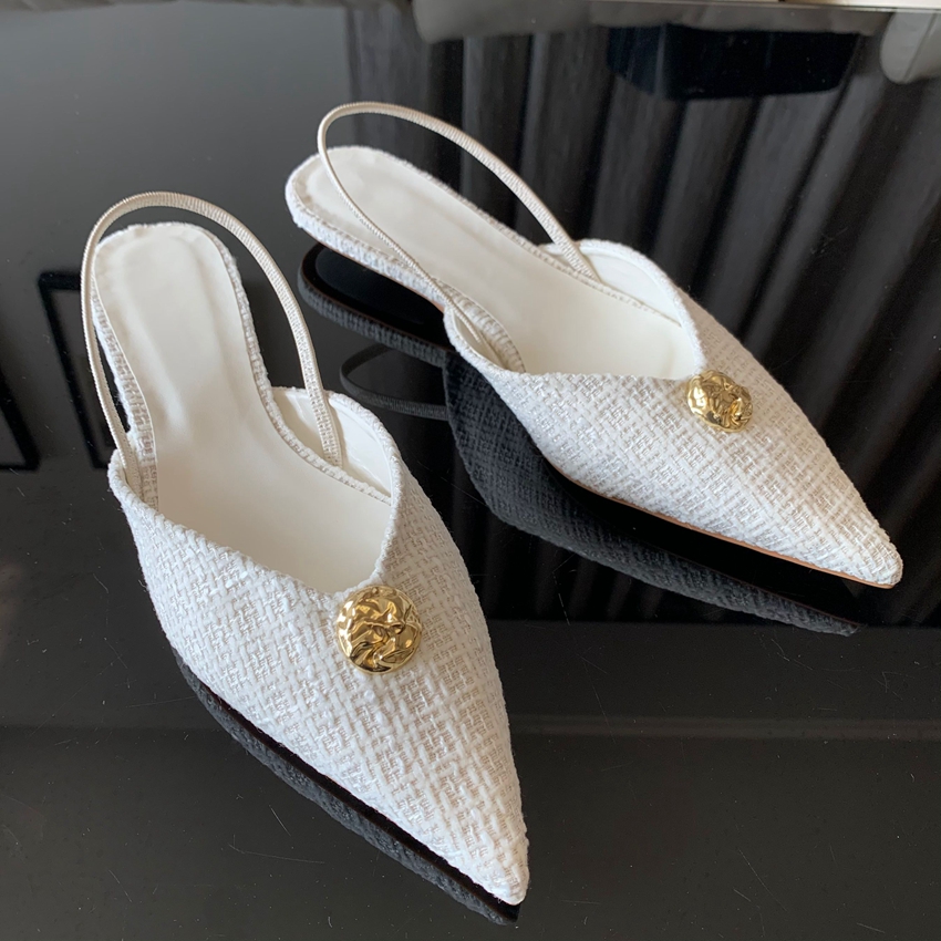 Women Shoes Elegant - รองเท้าส้นเตี้ยแบบสวม รุ่นใหม่ ปี 2025 สำหรับผู้หญิง ดีไซน์หัวแหลม