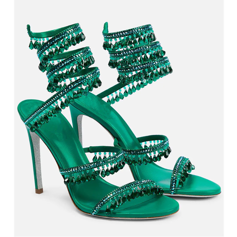 รองเท้าส้นสูงประดับคริสตัลสีเข - Women'S Shoes Peep Toe บทวิจารณ์และราคา