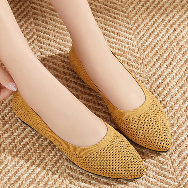 รองเท้าผู้หญิงแบบสวม  ถักนิต   - Ballet Flat Women บทวิจารณ์และราคา