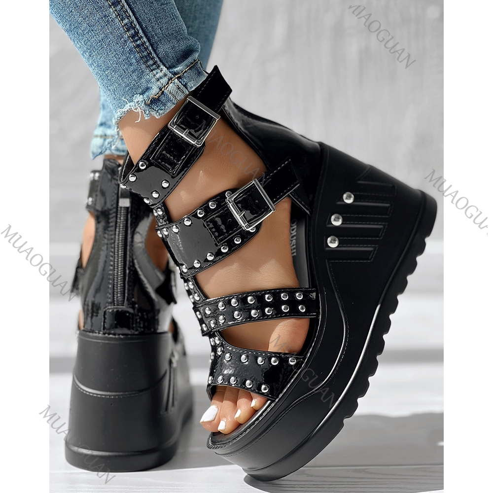 รองเท้าส้นหนาแบบเปิดนิ้วเท้าสี - Women'S Shoes Peep Toe บทวิจารณ์และราคา