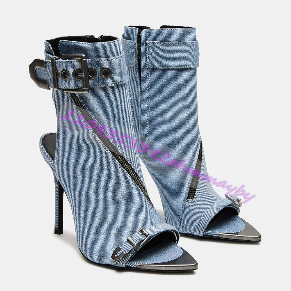 รองเท้าบูทหัวแหลมสีน้ำเงินเดนิ - Suede Ankle Boot บทวิจารณ์และราคา