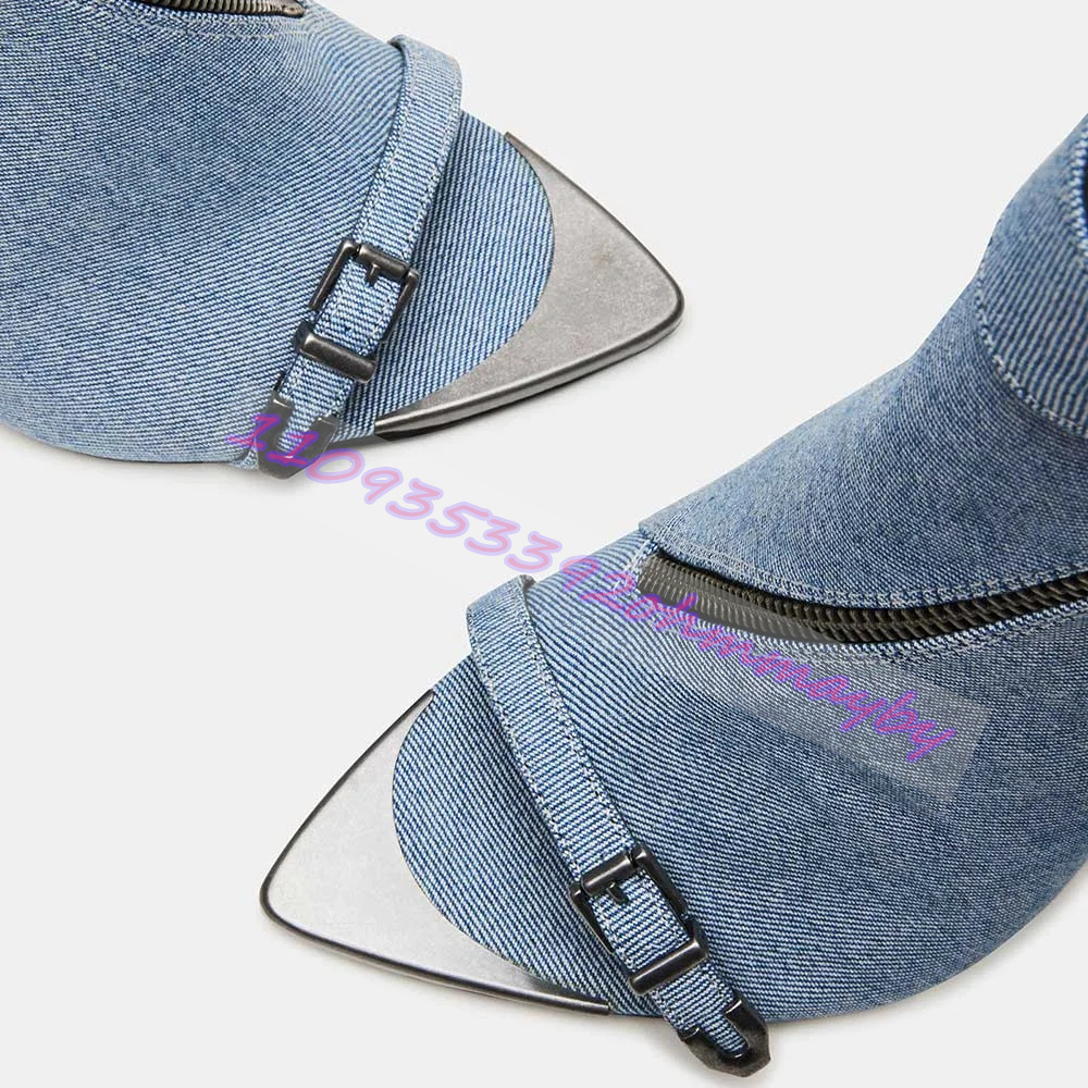 รองเท้าบูทหัวแหลมสีน้ำเงินเดนิ - Suede Ankle Boot บทวิจารณ์และราคา