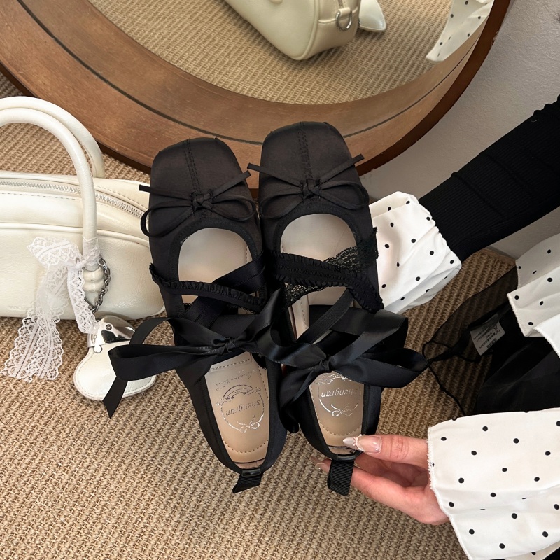 รองเท้าบัลเล่ต์แบบผูกเชือก สไต - Women Shoes Elegant บทวิจารณ์และราคา