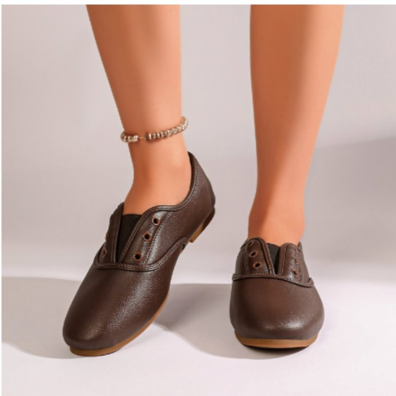 รองเท้าส้นเตี้ยทรงกลมสีพื้นสไต - Women Shoes Elegant บทวิจารณ์และราคา