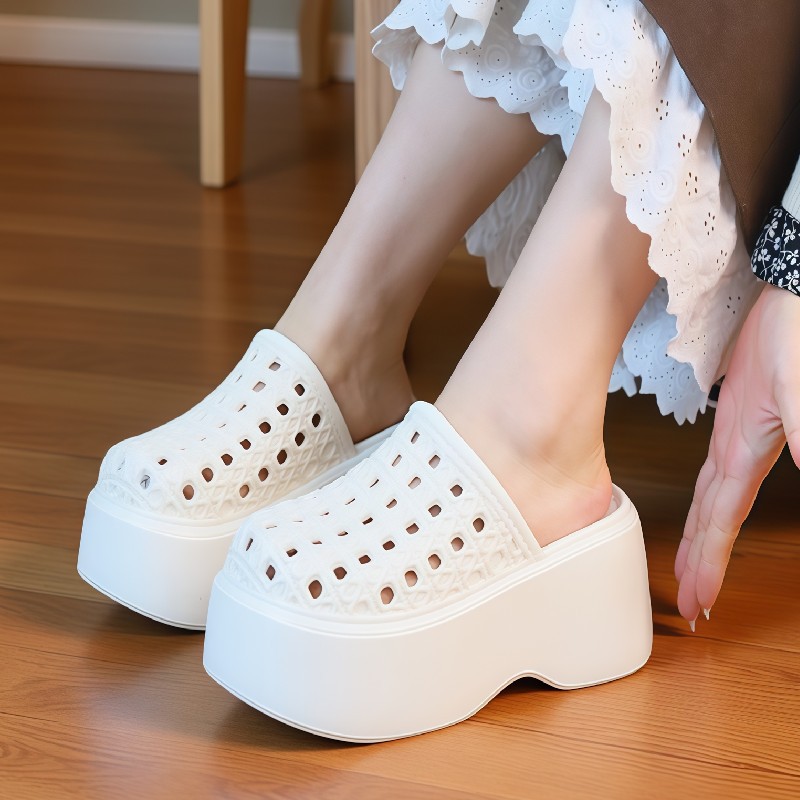 รองเท้าแตะส้นหนา 7 ซม. แบบมีรู - Mule Slip On บทวิจารณ์และราคา