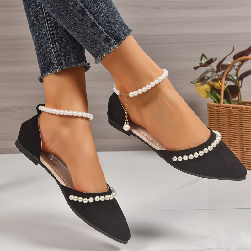 รองเท้าส้นแบนหัวแหลมประดับมุก  - Women Shoes Elegant บทวิจารณ์และราคา