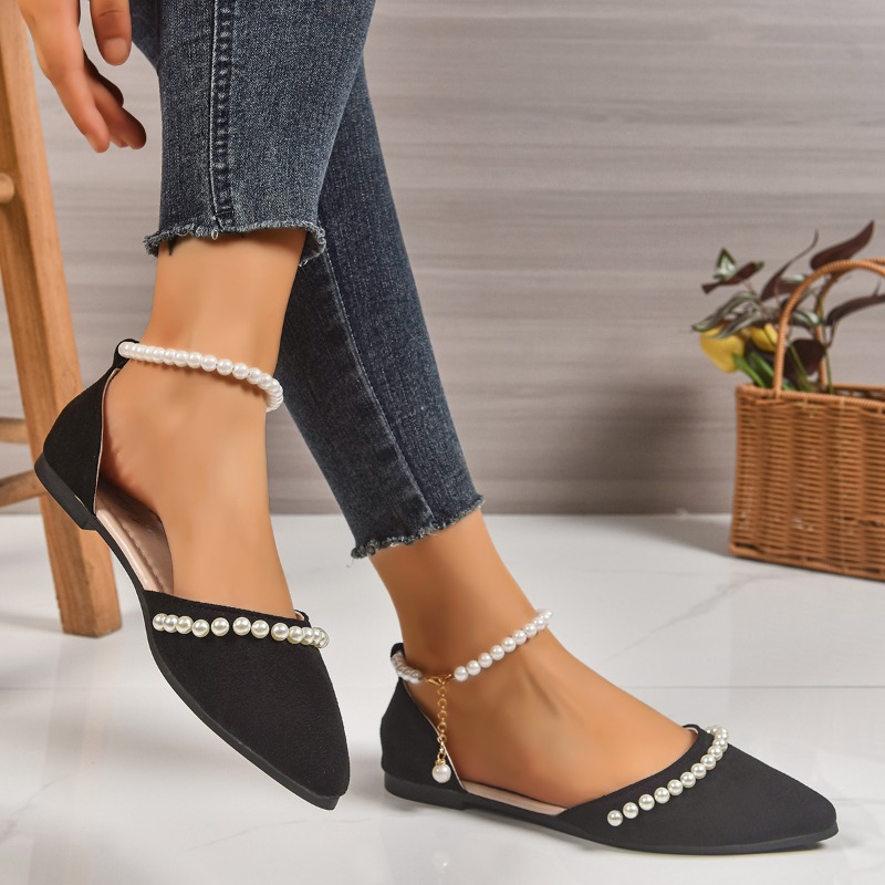 รองเท้าส้นแบนหัวแหลมประดับมุก  - Women Shoes Elegant บทวิจารณ์และราคา
